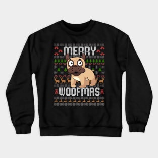 Funny Merry Woofmas Ugly Christmas Sweater Pug Pun Xmas Crewneck Sweatshirt